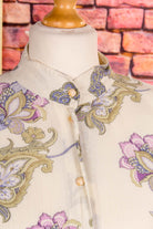 Vintage Bluse beige bunt Blumen