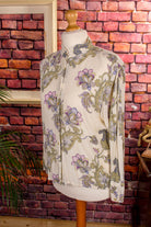 Vintage Bluse beige bunt Blumen