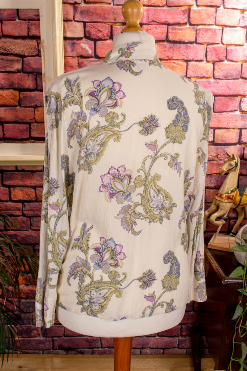 Vintage Bluse beige bunt Blumen