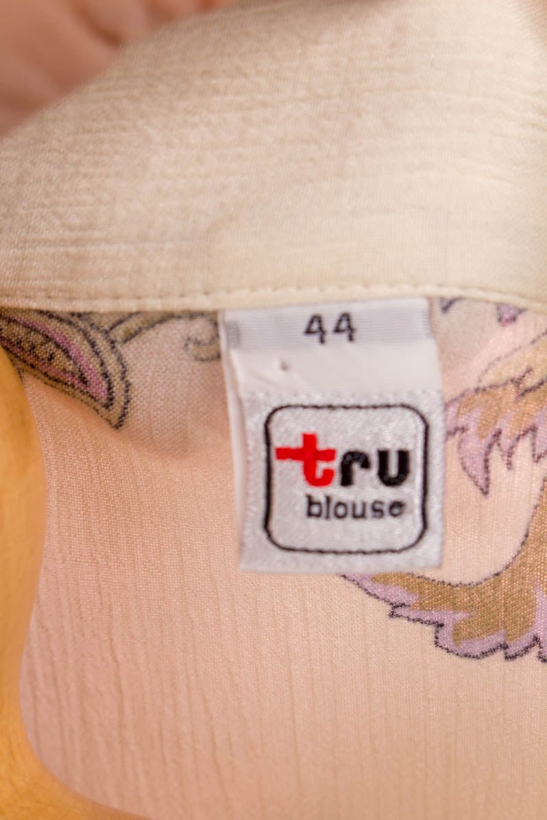 Vintage Bluse beige bunt Blumen