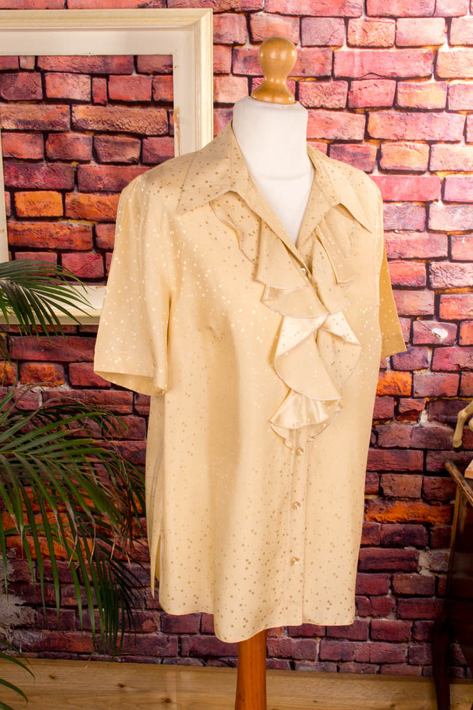 Seidenbluse gold Rüschen Default Title Abendmode Boho Disco Frau gold L 44-46 M 40-42 real-boho Special vintageberlin.de