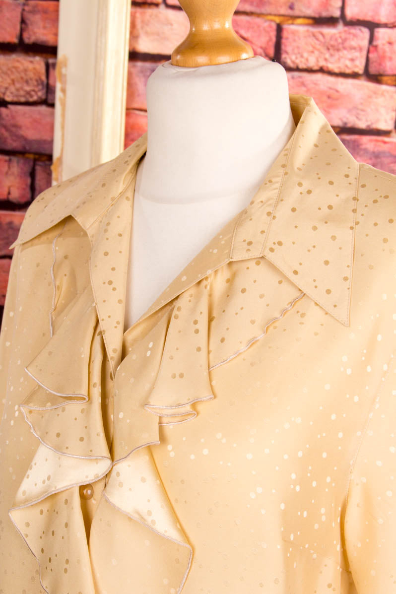 Seidenbluse gold Rüschen