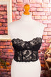 sexy Korsage schwarz Spitze 80er Abendmode Boho Disco Frau Gothic Rockabilly S 36-38 schwarz Special vintageberlin.de