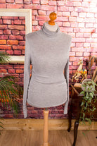 Rollkragenshirt silber Wolle-Seide