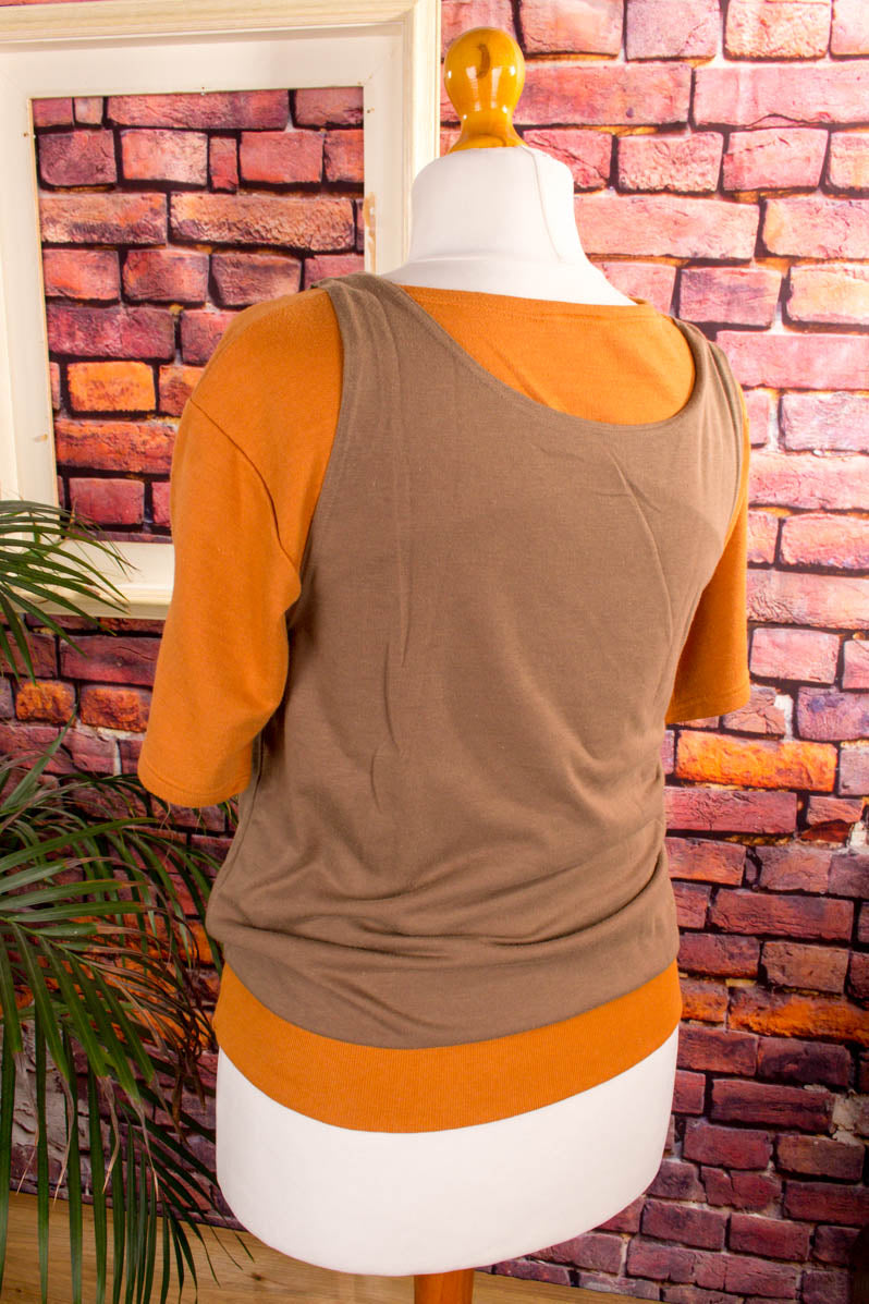 80s lagen-Top senf-beige