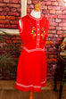 Disco Minikleid rot Blumen 60er 70er Disco Frau real-disco real-rockabilly Rockabilly rot S 36-38 Schlager Special vintageberlin.de