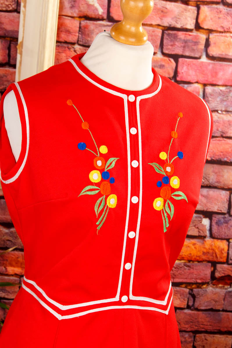 Disco Minikleid rot Blumen