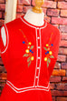 Disco Minikleid rot Blumen 60er 70er Disco Frau real-disco real-rockabilly Rockabilly rot S 36-38 Schlager Special vintageberlin.de