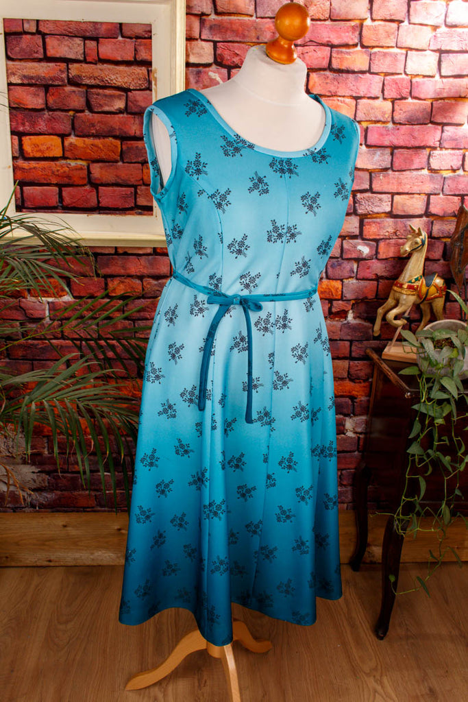 70s Kleid türkis Farbverlauf 70er blau Disco Frau L 44-46 real-rockabilly Rockabilly Schlager Special türkis XL 48-50 vintageberlin.de