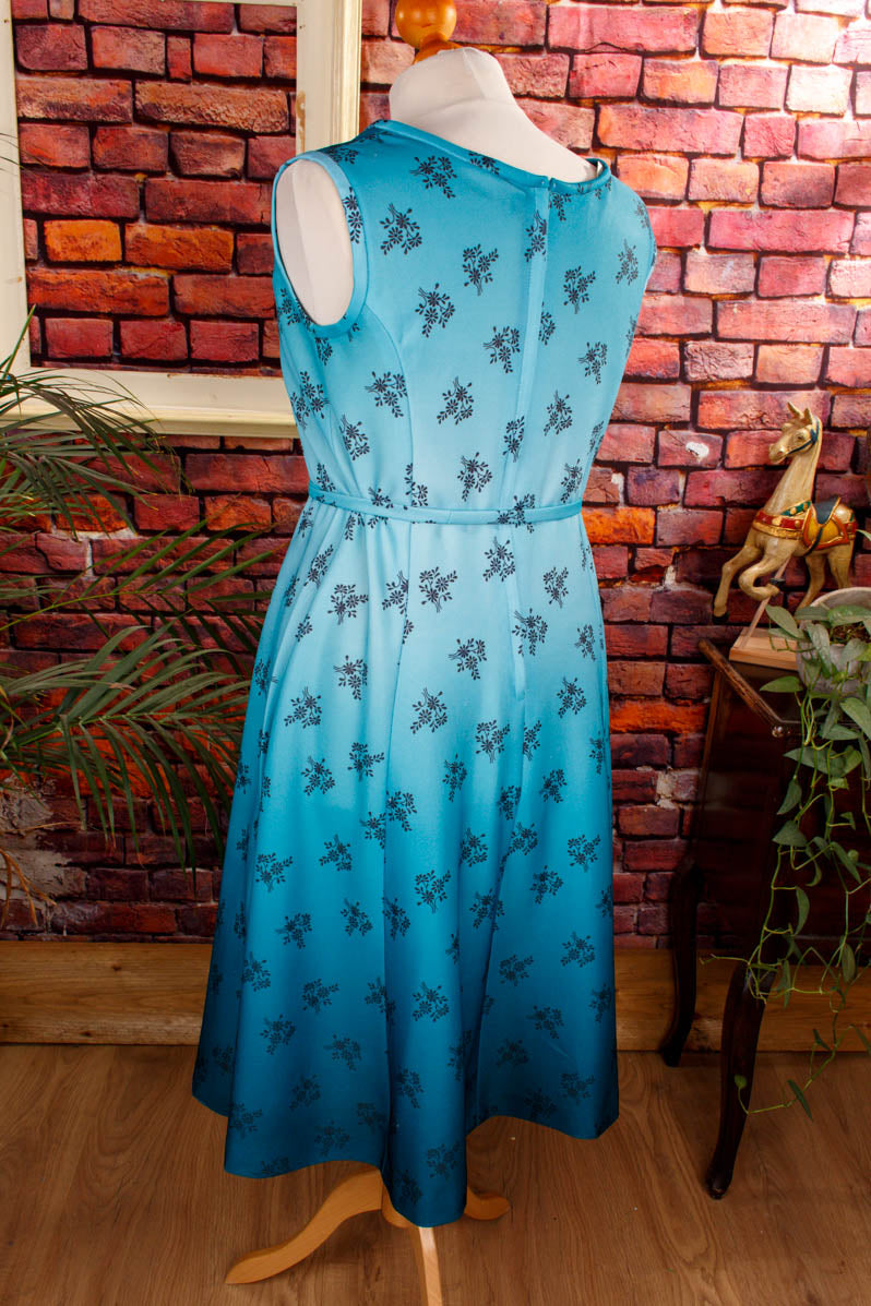 70s Kleid türkis Farbverlauf