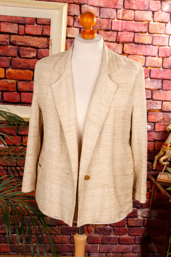 Vintage Blazer creme Wildseide 70er 80er beige Boho Disco Frau M 40-42 real-boho real-rockabilly Rockabilly Sekretärin Special vintageberlin.de