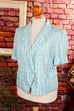 80er Kurzblazer türkis kariert 80er blau Disco Frau L 44-46 M 40-42 real-80er Rockabilly Special türkis vintageberlin.de