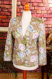 Leinen Blazer bunt Blumen 90er beige Boho bunt Frau M 40-42 Rockabilly S 36-38 Sekretärin Special vintageberlin.de