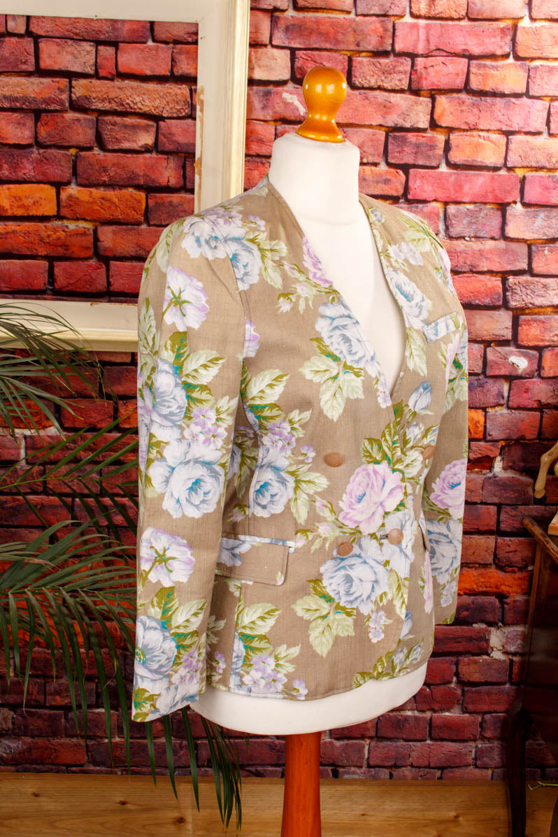 Leinen Blazer bunt Blumen