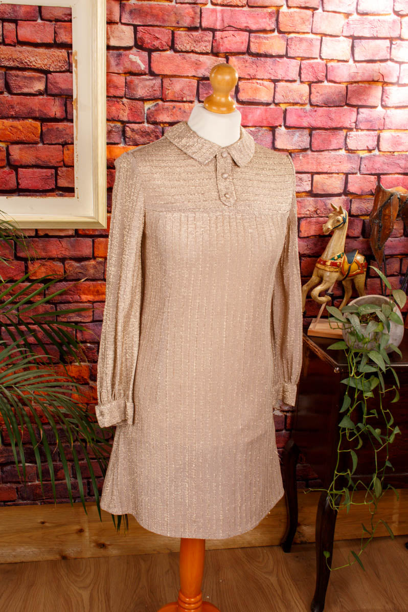 60s Disco Glitzerkleid Gold