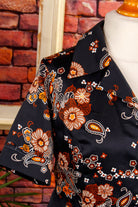 70s Disco Bluse schwarz bunt