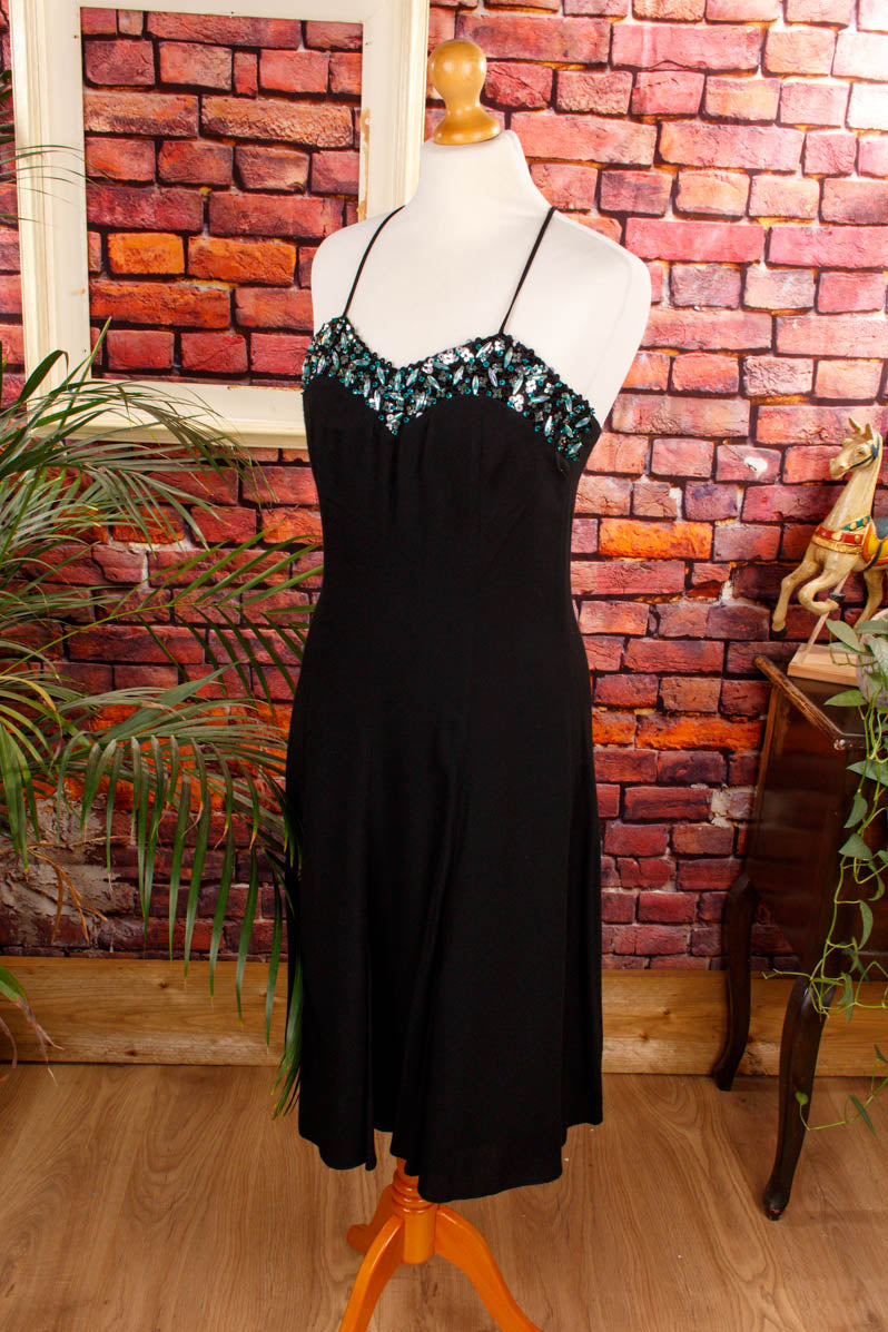 Vintage Abendkleid schwarz Pailletten