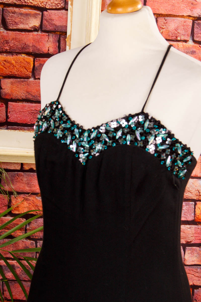 Vintage Abendkleid schwarz Pailletten