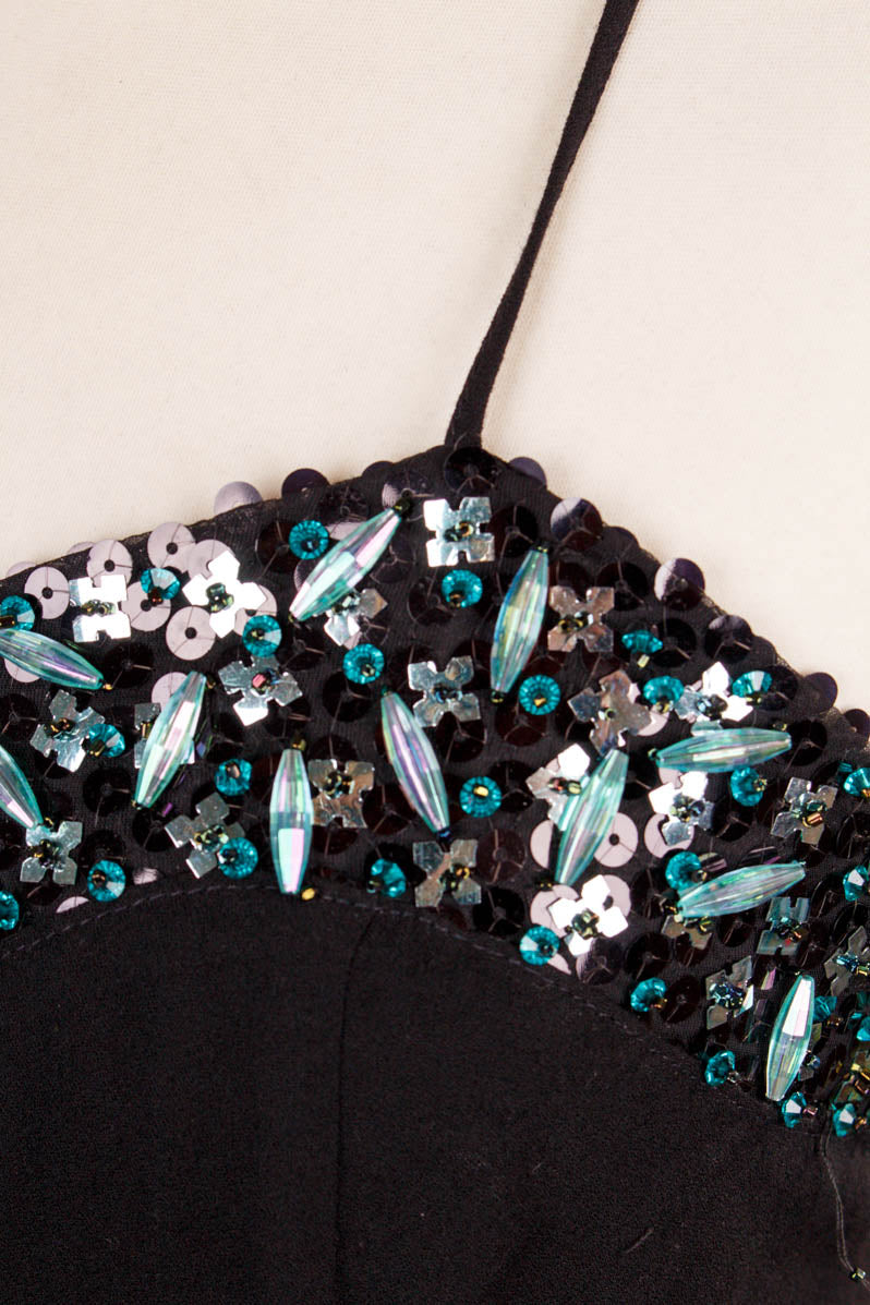Vintage Abendkleid schwarz Pailletten