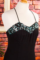Vintage Abendkleid schwarz Pailletten