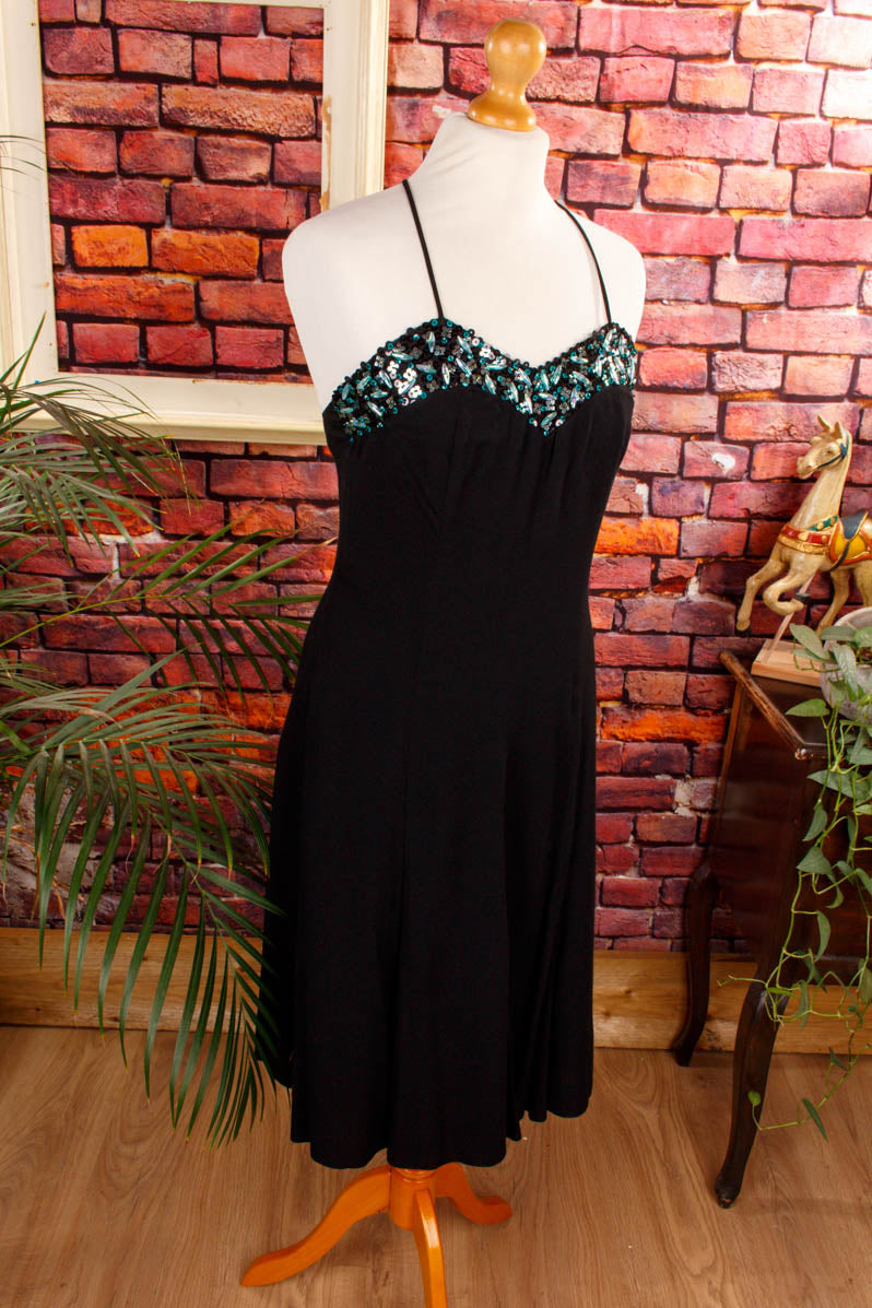 Vintage Abendkleid schwarz Pailletten