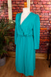 Vintage Kleid türkis Wickel-Look 80er 90er Boho Frau M 40-42 real-80er Sekretärin Special türkis vintageberlin.de