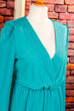 Vintage Kleid türkis Wickel-Look 80er 90er Boho Frau M 40-42 real-80er Sekretärin Special türkis vintageberlin.de