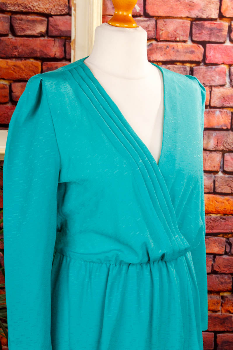 Vintage Kleid türkis Wickel-Look