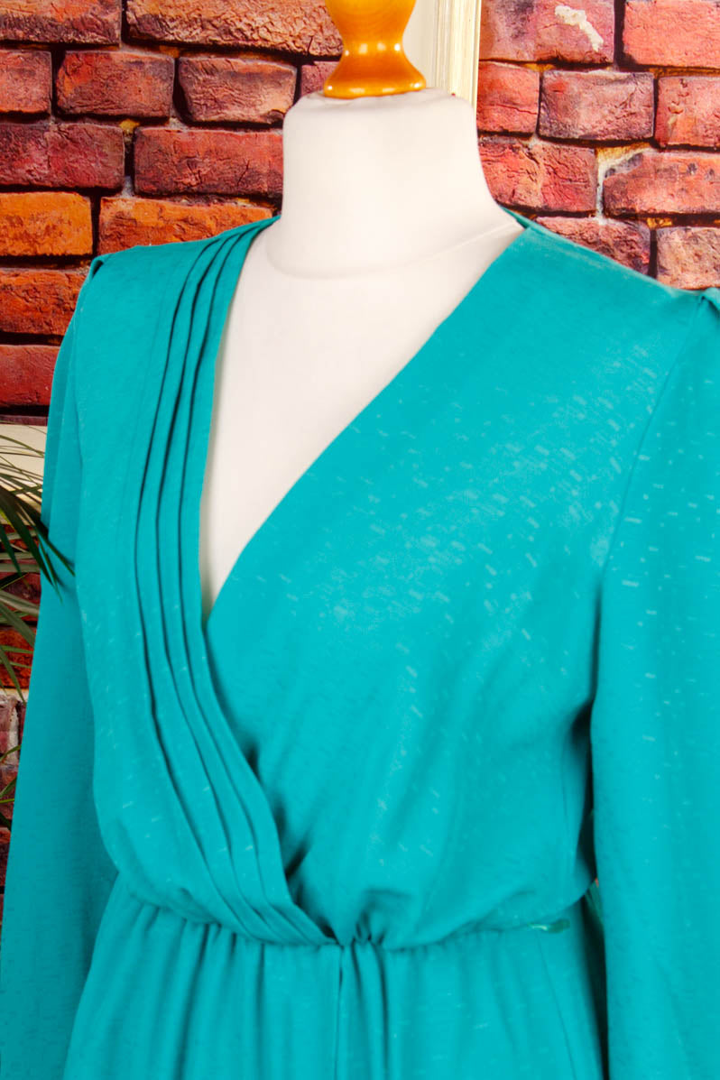 Vintage Kleid türkis Wickel-Look