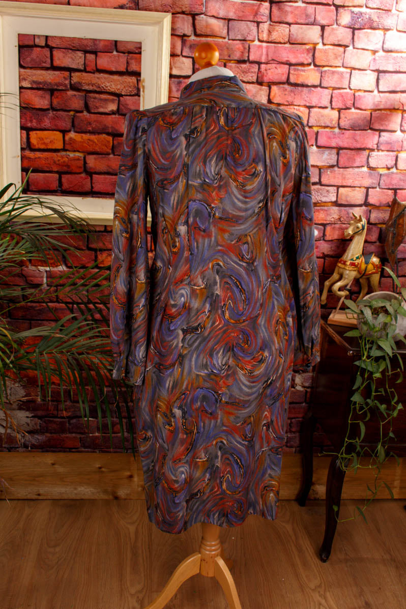 50s Wollkleid Schluppenkragen bunt
