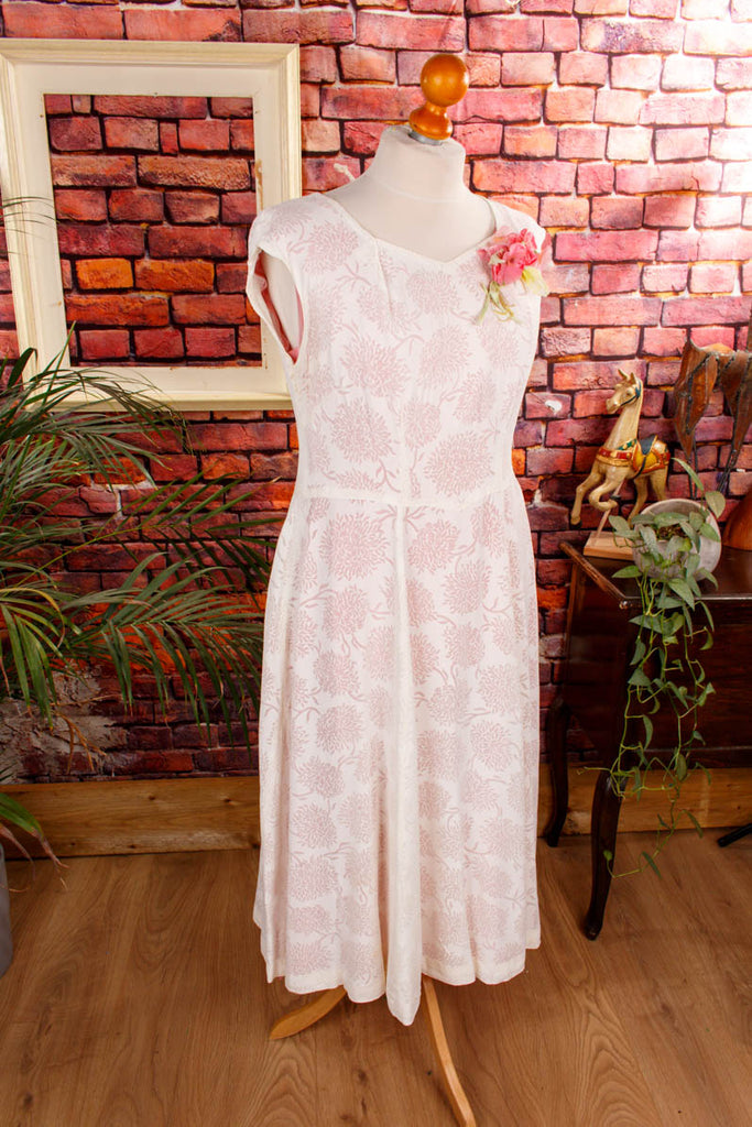 50er Jahre Kleid rosa weiß 40er 50er Abendmode Boho boho-wedding Charleston Flapper&Charleston Hochzeit real-rockabilly Rockabilly rosa Special weiß XL 48-50 vintageberlin.de