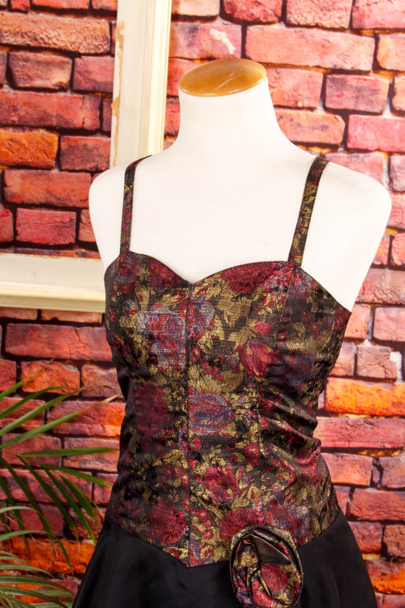 80er Jahre Partykleid schwarz rot Metall