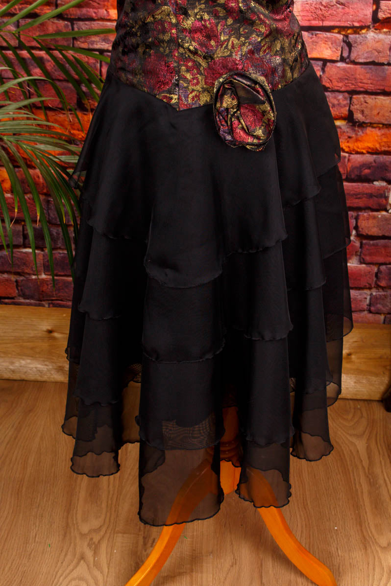 80er Jahre Partykleid schwarz rot Metall