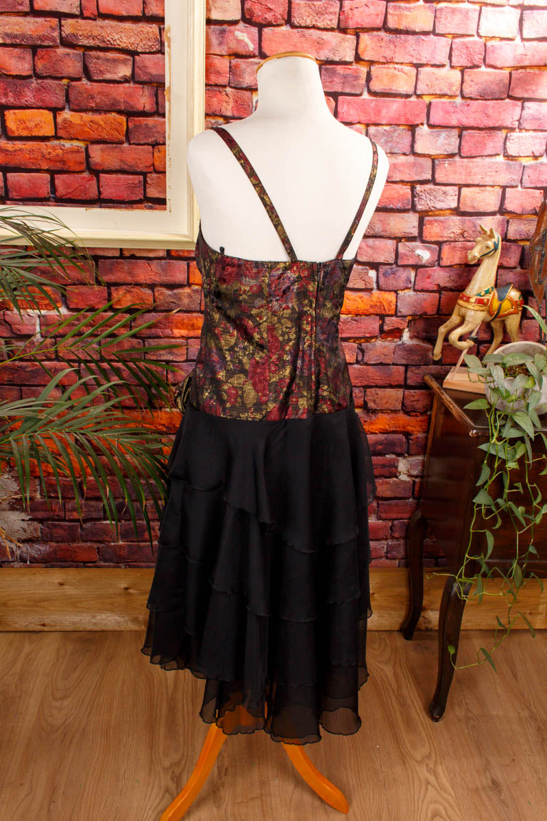 80er Jahre Partykleid schwarz rot Metall