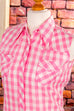 Rockabella Bluse rosa kariert 70er Disco Frau M 40-42 pink real-disco real-rockabilly Rockabilly rosa Special vintageberlin.de