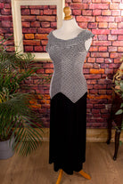 Stretch Abendkleid schwarz weiß Streifen
