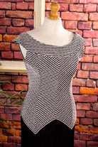 Stretch Abendkleid schwarz weiß Streifen