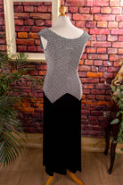 Stretch Abendkleid schwarz weiß Streifen