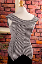 Stretch Abendkleid schwarz weiß Streifen