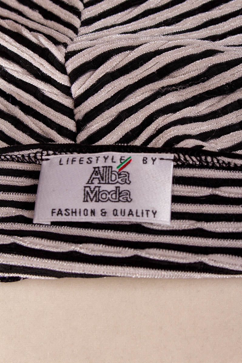 Stretch Abendkleid schwarz weiß Streifen