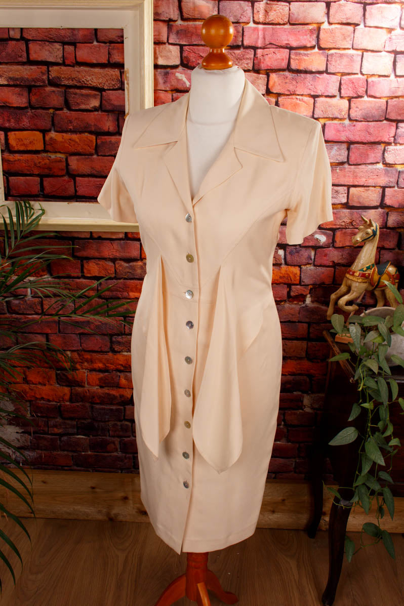 Vintage Seide Kleid beige