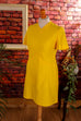 Schlagerkleid leuchtend gelb 60er 70er Disco Frau gelb L 44-46 real-disco real-rockabilly Schlager Special vintageberlin.de