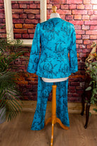 60s Hausanzug türkis Satin