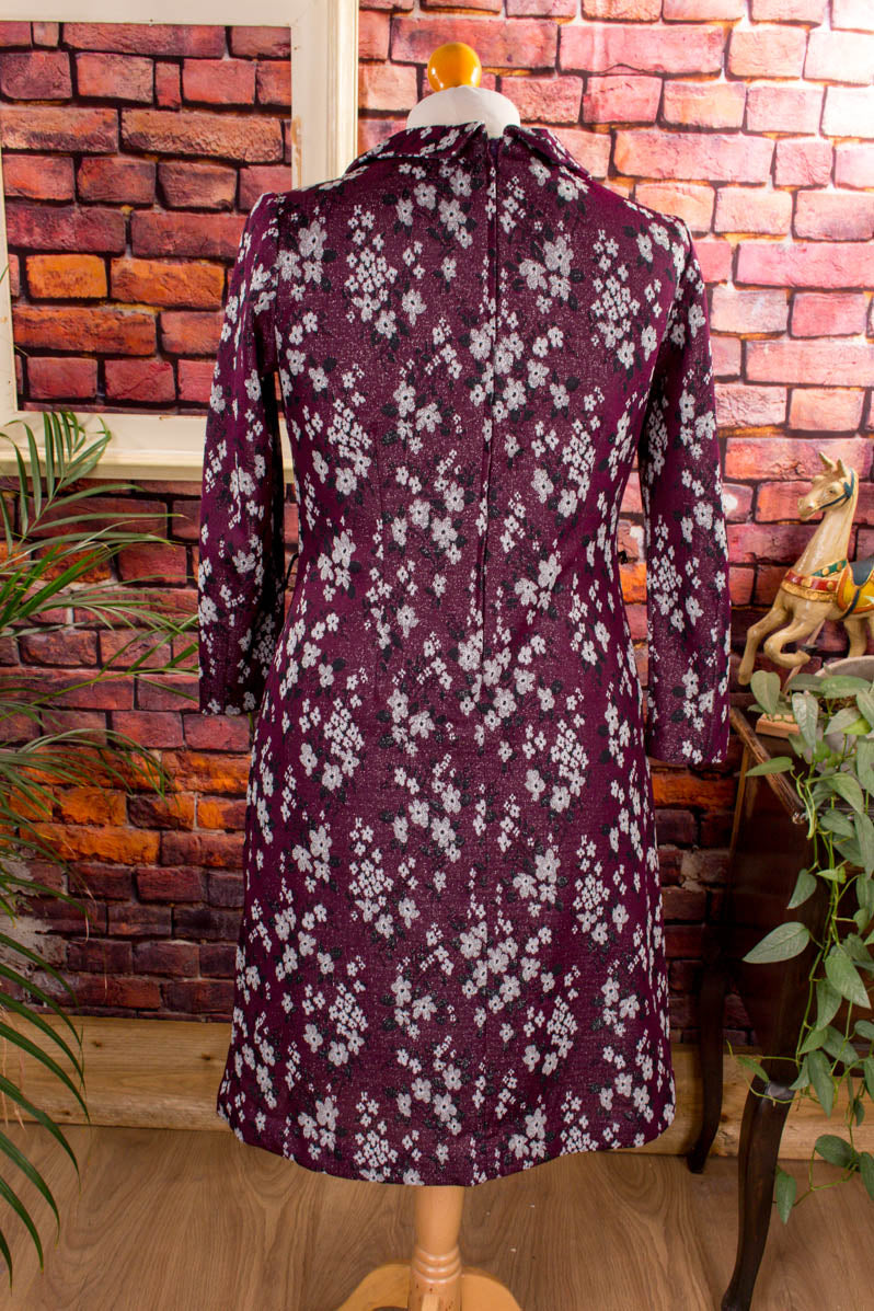 70s Schlagerkleid lila Glitzer