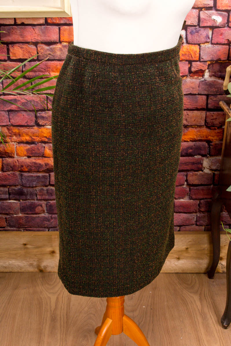 Vintage Wollrock grün Tweed