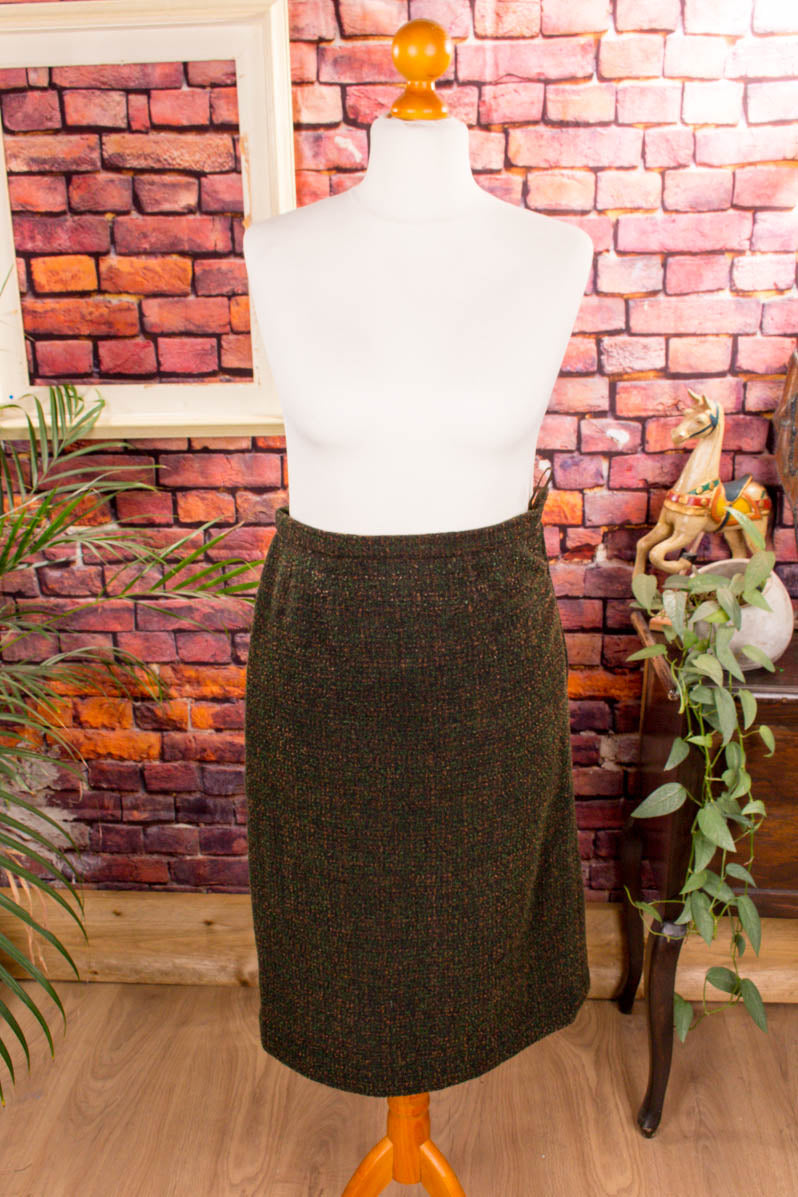 Vintage Wollrock grün Tweed