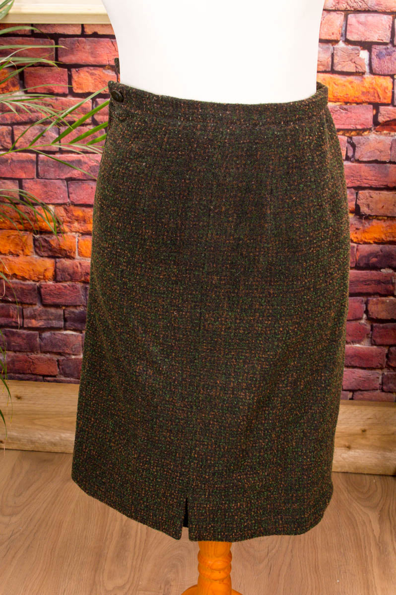 Vintage Wollrock grün Tweed