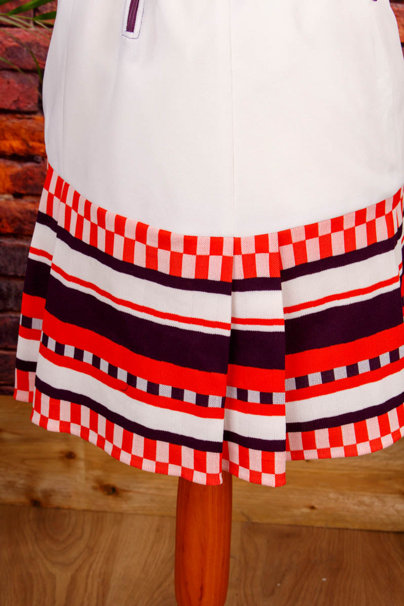Disco Minikleid weiß rot Muster