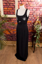 Abendkleid schwarz Perlen