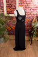 Abendkleid schwarz Perlen 90er Abendmode Boho Frau S 36-38 schwarz Special vintageberlin.de